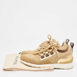Louis Vuitton Gold Knit Fabric and Leather Aftergame Sneakers Size 40