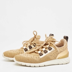 Louis Vuitton Gold Knit Fabric and Leather Aftergame Sneakers Size 40