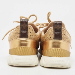 Louis Vuitton Gold Knit Fabric and Leather Aftergame Sneakers Size 40