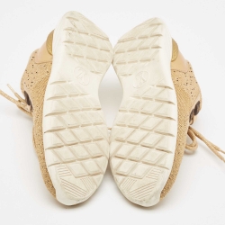 Louis Vuitton Gold Knit Fabric and Leather Aftergame Sneakers Size 40
