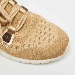Louis Vuitton Gold Knit Fabric and Leather Aftergame Sneakers Size 40