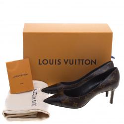 Louis Vuitton Brown Monogram Canvas And Leather Cap Toe Fetish Pumps Size 37.5