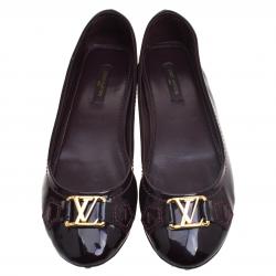 مملوكة مسبقًا Louis Vuitton Amarante Patent Leather Oxford Ballet Flats Size 36