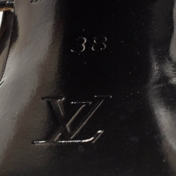 Pre Owned Louis Vuitton Brown/Black Monogram Canvas and Patent Headline Pumps Size 38