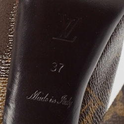 مملوكة مسبقًا Louis Vuitton Brown Monogram Canvas Peep Toe Mary Jane Pumps Size 37