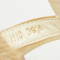 Pre Owned Louis Vuitton White/Gold Python and Monogram Embossed Leather Wedge Sandals Size 39.5