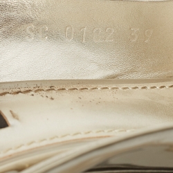 مملوكة مس بقًا Louis Vuitton Silver Leather Lagoon Wedge Sandals Size 39  