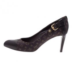 Pre Owned Louis Vuitton Brown Monogram Idylle Cap Toe Pumps Size 38