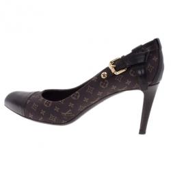 Pre Owned Louis Vuitton Brown Monogram Idylle Cap Toe Pumps Size 38