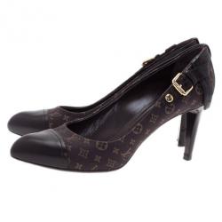 Pre Owned Louis Vuitton Brown Monogram Idylle Cap Toe Pumps Size 38