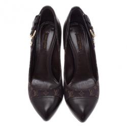 Pre Owned Louis Vuitton Brown Monogram Idylle Cap Toe Pumps Size 38