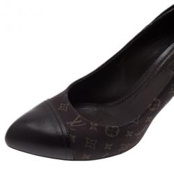 Pre Owned Louis Vuitton Brown Monogram Idylle Cap Toe Pumps Size 38