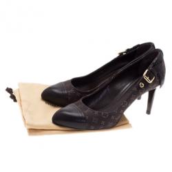 Pre Owned Louis Vuitton Brown Monogram Idylle Cap Toe Pumps Size 38