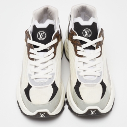 Pre Owned Louis Vuitton Tricolor Mesh and Monogram Canvas Low Top Sneakers Size 38.5