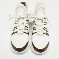 مملوكة مسبقًا Louis Vuitton White/Brown Monogram Canvas and Mesh Archlight Sneakers Size 37.5