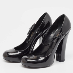 Pre Owned Louis Vuitton Black Patent Leather Mary Jane Pumps Size 37