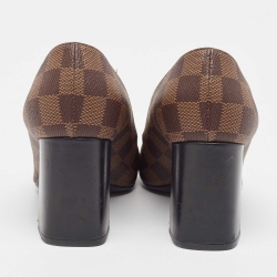 Pre Owned Louis Vuitton Brown Damier Ebene Canvas Madeleine Pumps Size 36.5
