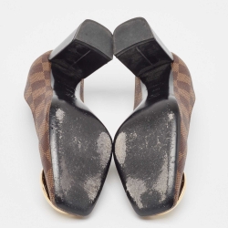 Pre Owned Louis Vuitton Brown Damier Ebene Canvas Madeleine Pumps Size 36.5