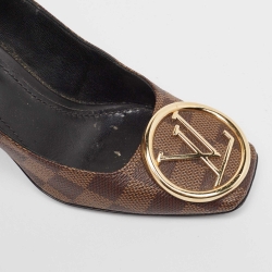Pre Owned Louis Vuitton Brown Damier Ebene Canvas Madeleine Pumps Size 36.5