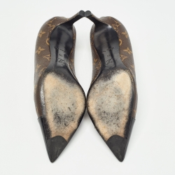 Pre Owned Louis Vuitton Brown/Black Monogram Canvas and Patent Cherie Pumps Size 39