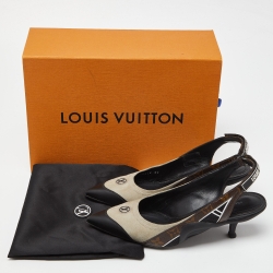 Pre Owned Louis Vuitton Monogram Canvas and Suede Archlight Slingback Pumps Size 39