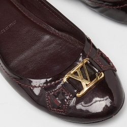 Pre Owned Louis Vuitton Burgundy Patent Leather Oxford Ballet Flats Size 37