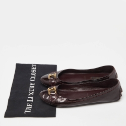 Pre Owned Louis Vuitton Burgundy Patent Leather Oxford Ballet Flats Size 37