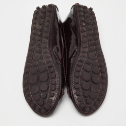 Pre Owned Louis Vuitton Burgundy Patent Leather Oxford Ballet Flats Size 37