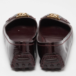 Pre Owned Louis Vuitton Burgundy Patent Leather Oxford Ballet Flats Size 37
