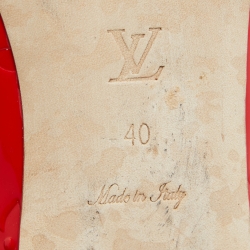 Pre Owned Louis Vuitton Red Monogram Patent Leather Bow Ballet Flats Size 40