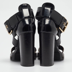 مملوكة مسبقًا Louis Vuitton Brown/Black Monogram Canvas and Patent Cross Ankle Strap Sandals Size 41