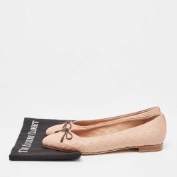 Pre Owned Louis Vuitton Beige Monogram Embossed Leather Nina Ballet Flats Size 40