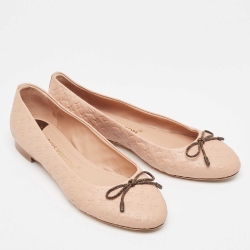 Pre Owned Louis Vuitton Beige Monogram Embossed Leather Nina Ballet Flats Size 40