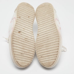 Louis Vuitton White/Pink Leather Time Out Sneakers Size 41