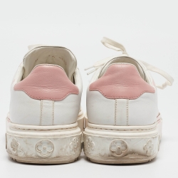 Louis Vuitton White/Pink Leather Time Out Sneakers Size 41