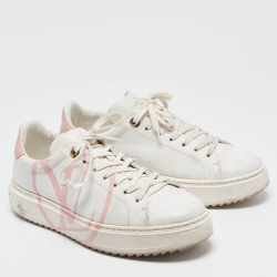 Louis Vuitton White/Pink Leather Time Out Sneakers Size 41