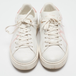 Louis Vuitton White/Pink Leather Time Out Sneakers Size 41