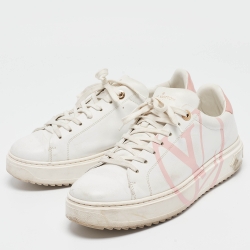 Louis Vuitton White/Pink Leather Time Out Sneakers Size 41