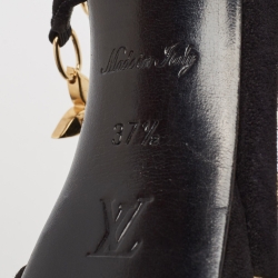 مملوكة مسبقًا Louis Vuitton Black Suede Gold Sweater Lady Open Toe Platform Sandals Size 37.5