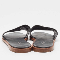 Pre Owned Louis Vuitton Brown Monogram Coated Canvas Lock It Flat Slides Size 38