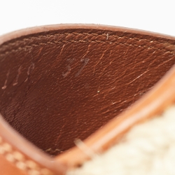 Louis Vuitton Brown Leather and Monogram Canvas Boundary Wedge Sandals Size 37
