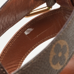 Louis Vuitton Brown Leather and Monogram Canvas Boundary Wedge Sandals Size 37