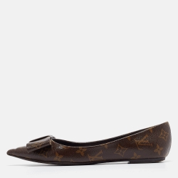 مملوكة مسبقًا Louis Vuitton Monogram Canvas Louise Bow Ballet Flats Size 38.5