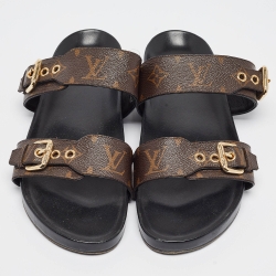 Pre Owned Louis Vuitton Monogram Canvas Bom Dia Flat Mules Size 39.5