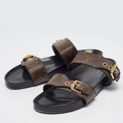 Pre Owned Louis Vuitton Monogram Canvas Bom Dia Flat Mules Size 39.5