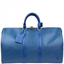 Louis Vuitton Toledo Blue Epi Leather Keepall 45 Bag