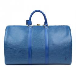 Pre Owned Louis Vuitton Toledo Blue Epi Leather Keepall 45 Bag