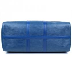 Pre Owned Louis Vuitton Toledo Blue Epi Leather Keepall 45 Bag
