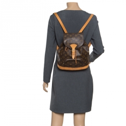 Pre Owned حقيبة ظهر لوي فيتون مونتسوريس جلد وكانفاس مونوغرامية MM