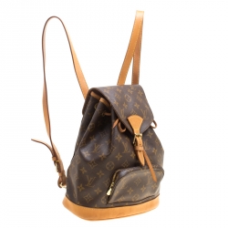 Pre Owned حقيبة ظهر لوي فيتون مونتسوريس جلد وكانفاس مونوغرامية MM